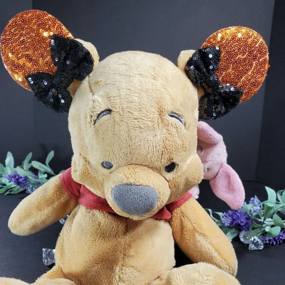 Minnie Mouse Ears Hair Clips Barrette Orange Sequins Black Bow Hair Care